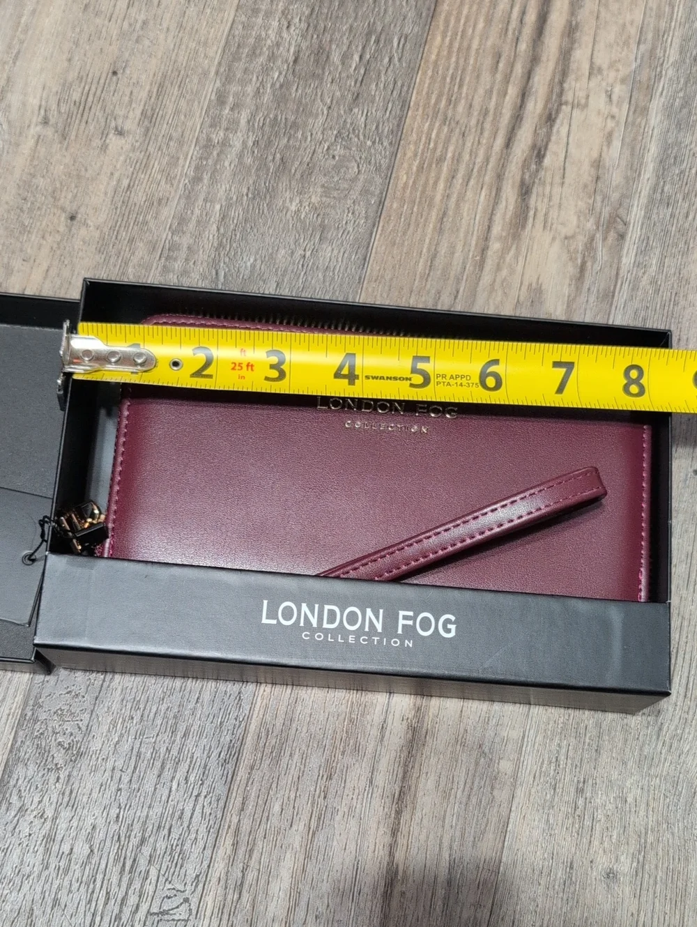 London Fog Burgundy Zip-Around Ester Wallet with Gold Logo